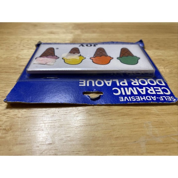 Vintage Retro Dead Stock JOY With Ice Cream Cones Ceramic Door Name Wall Sign - Picture 8 of 12